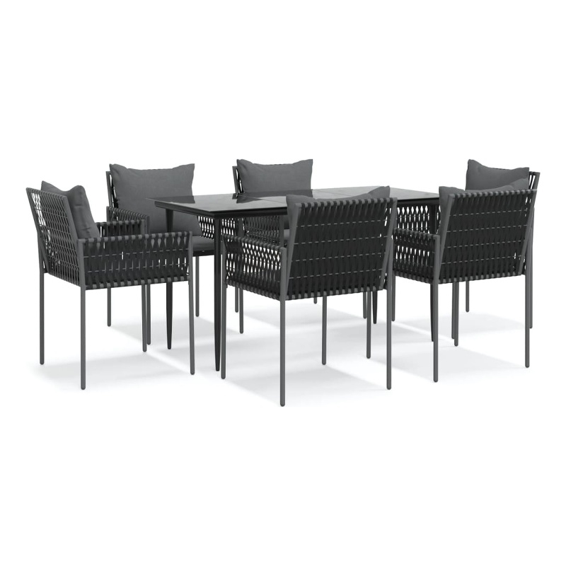 Afuera Living Poly Rattan Medium Durable Garden Dining Set in Black