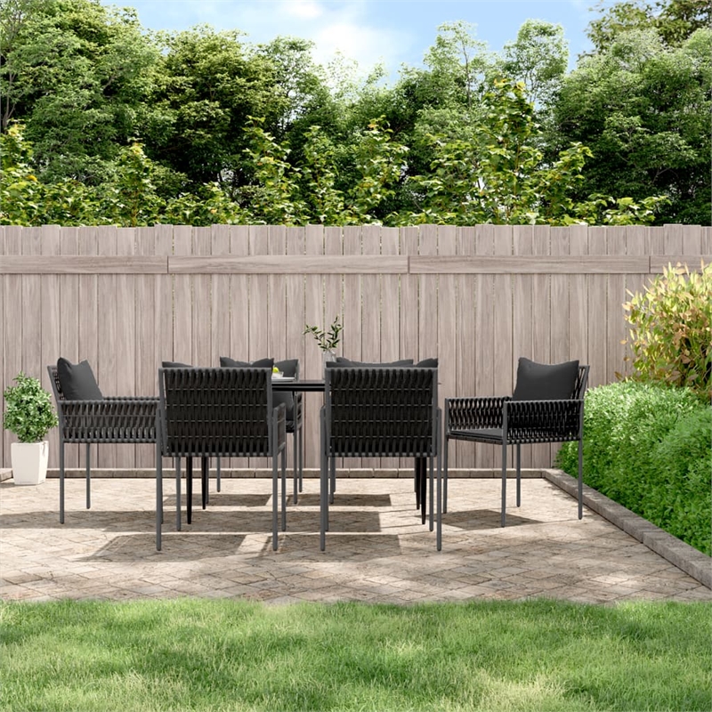 Afuera Living Poly Rattan Medium Durable Garden Dining Set in Black