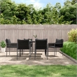 Afuera Living Poly Rattan Medium Durable Garden Dining Set in Black