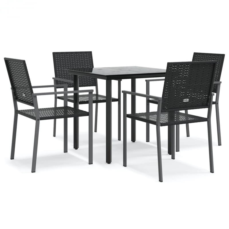 Afuera Living Poly Rattan Medium Durable Garden Dining Set in Black