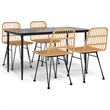 Afuera Living Poly Rattan Medium Durable Garden Dining Set in Black
