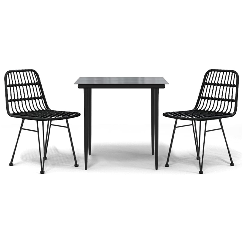 Afuera Living Poly Rattan Medium Durable Garden Dining Set in Black