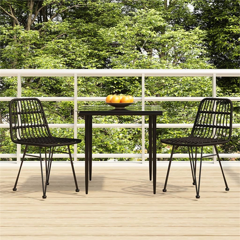 Afuera Living Poly Rattan Medium Durable Garden Dining Set in Black
