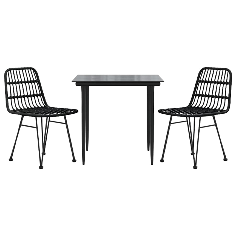 Afuera Living Poly Rattan Medium Durable Garden Dining Set in Black