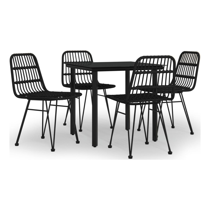 Afuera Living Poly Rattan Medium Durable Garden Dining Set in Black