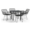 Afuera Living Poly Rattan/Tempered Glass Garden Dining Set in Black