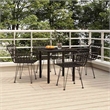 Afuera Living Poly Rattan/Tempered Glass Garden Dining Set in Black
