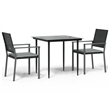 Afuera Living Contemporary Poly Rattan Garden Dining Set in Black