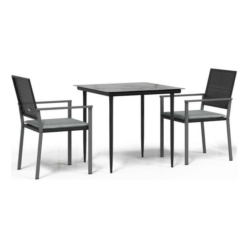 Afuera Living Contemporary Poly Rattan Garden Dining Set in Black