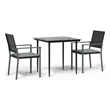 Afuera Living Contemporary Poly Rattan Garden Dining Set in Black