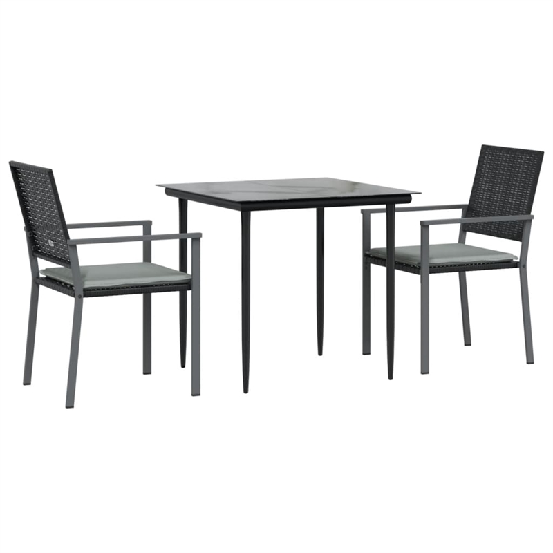Afuera Living Contemporary Poly Rattan Garden Dining Set in Black