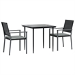 Afuera Living Contemporary Poly Rattan Garden Dining Set in Black