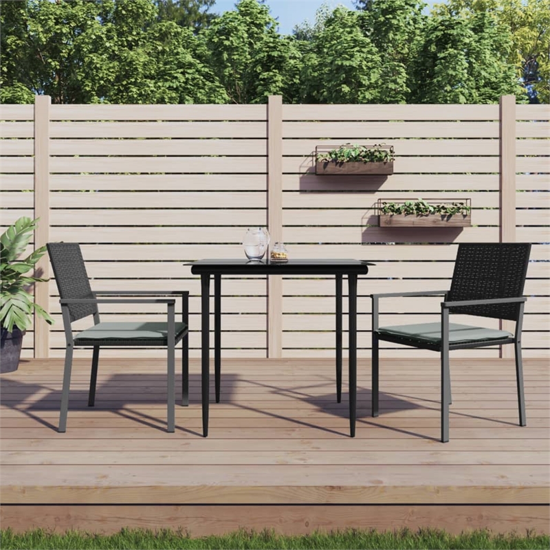 Afuera Living Contemporary Poly Rattan Garden Dining Set in Black
