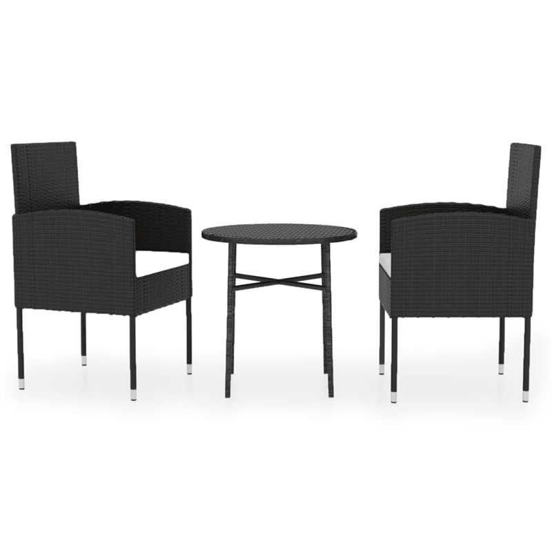 Afuera Living Contemporary Garden Dining Set Poly Rattan in Black