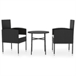 Afuera Living Contemporary Garden Dining Set Poly Rattan in Black