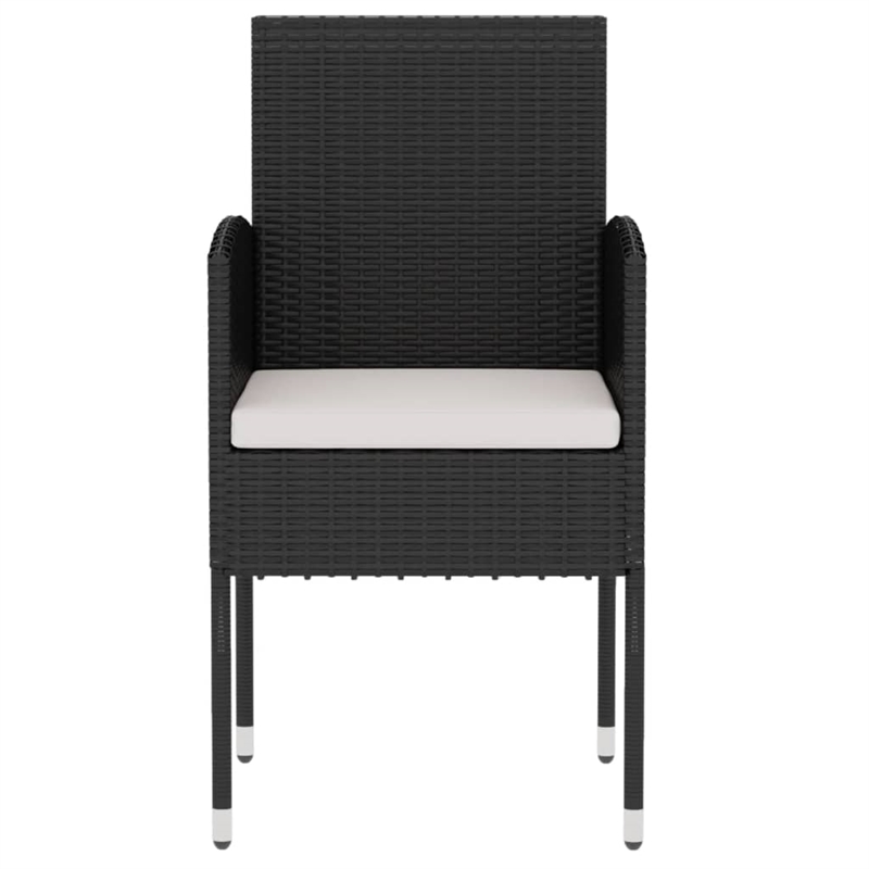 Afuera Living Contemporary Garden Dining Set Poly Rattan in Black