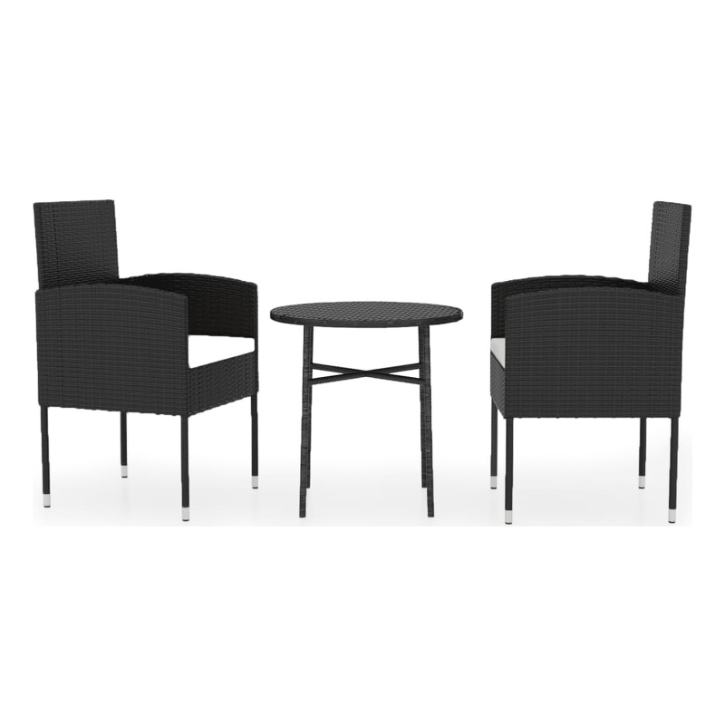 Afuera Living Contemporary Garden Dining Set Poly Rattan in Black