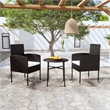 Afuera Living Contemporary Garden Dining Set Poly Rattan in Black