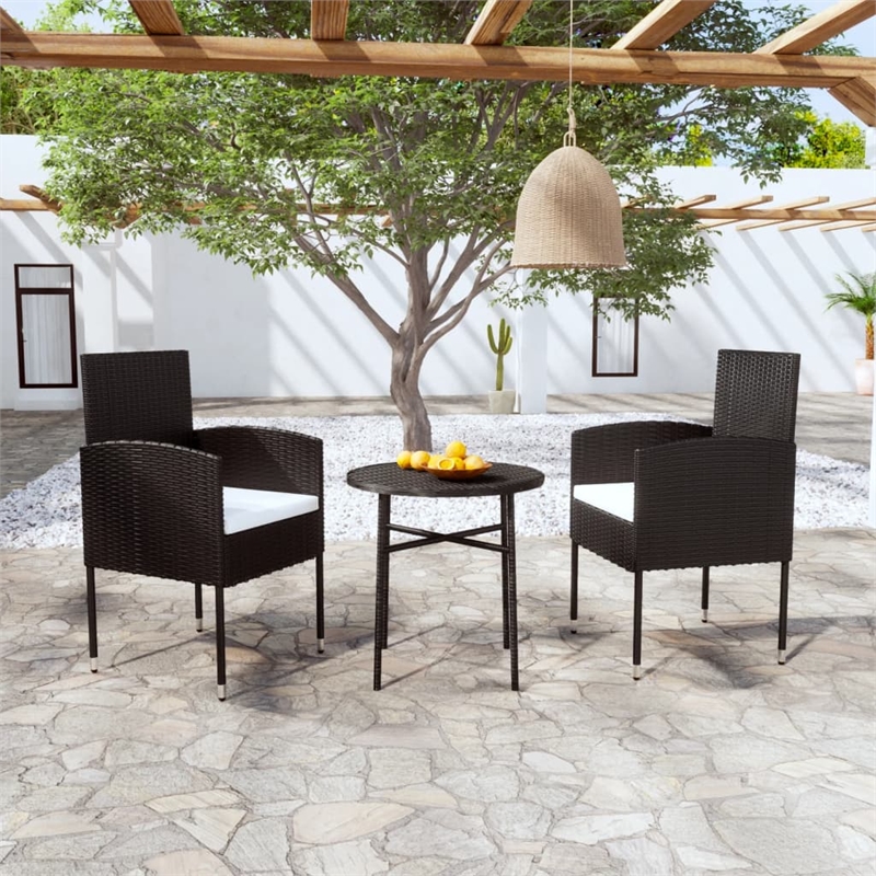 Afuera Living Contemporary Garden Dining Set Poly Rattan in Black