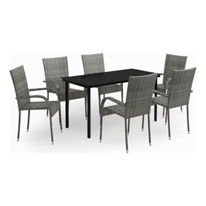 Afuera Living Contemporary Garden Dining Set in Gray and Black