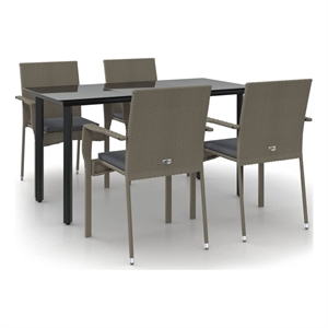 Afuera Living Contemporary Garden Dining Set in Black and Gray