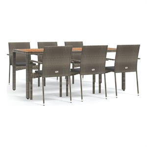 Afuera Living Contemporary Garden Dining Set in Gray/Dark Gray