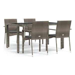 Afuera Living Contemporary Garden Dining Set in Gray/Dark Gray