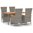 Afuera Living Contemporary Synthetic Poly Rattan Garden Dining Set in Gray