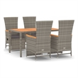 Afuera Living Contemporary Synthetic Poly Rattan Garden Dining Set in Gray