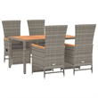 Afuera Living Contemporary Synthetic Poly Rattan Garden Dining Set in Gray
