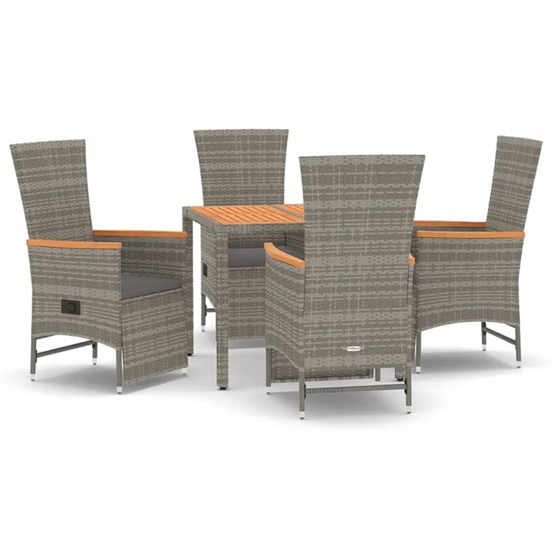 Afuera Living Contemporary Synthetic Poly Rattan Garden Dining Set in Gray