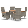 Afuera Living Contemporary Synthetic Poly Rattan Garden Dining Set in Gray