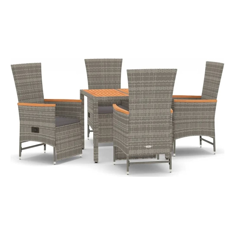 Afuera Living Contemporary Synthetic Poly Rattan Garden Dining Set in Gray