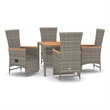 Afuera Living Contemporary Synthetic Poly Rattan Garden Dining Set in Gray