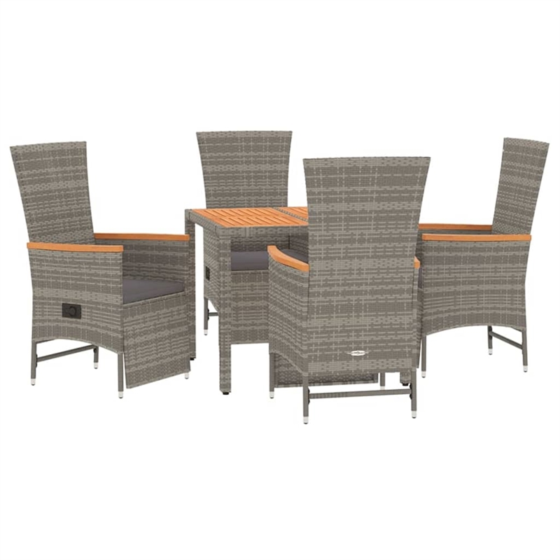 Afuera Living Contemporary Synthetic Poly Rattan Garden Dining Set in Gray