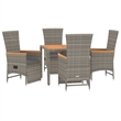 Afuera Living Contemporary Synthetic Poly Rattan Garden Dining Set in Gray