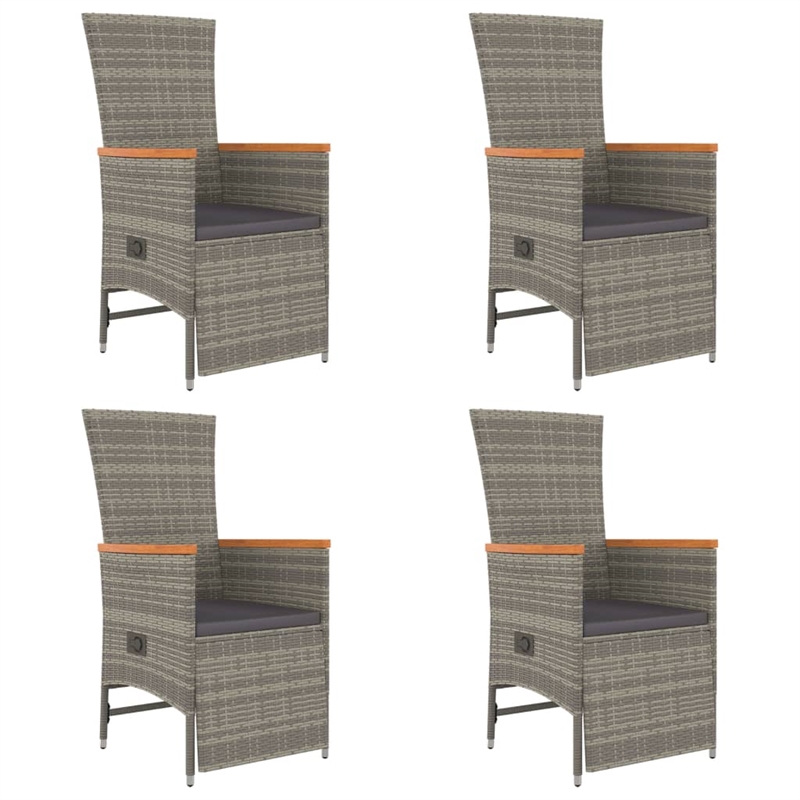 Afuera Living Contemporary Synthetic Poly Rattan Garden Dining Set in Gray