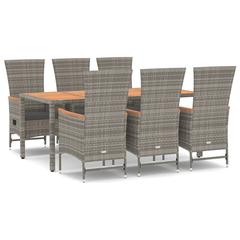 Afuera Living Contemporary Synthetic Poly Rattan 7 PC Garden Dining Set in Gray