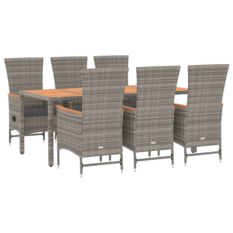 Afuera Living Contemporary Synthetic Poly Rattan 7 PC Garden Dining Set in Gray