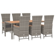 Afuera Living Contemporary Synthetic Poly Rattan 7 PC Garden Dining Set in Gray
