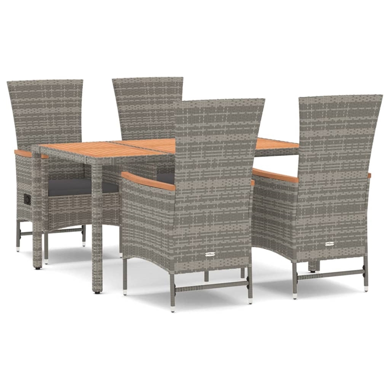 Afuera Living Contemporary Synthetic Poly Rattan Garden Dining Set in Gray