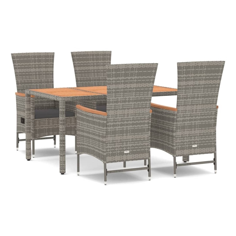 Afuera Living Contemporary Synthetic Poly Rattan Garden Dining Set in Gray