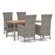 Afuera Living Contemporary Synthetic Poly Rattan Garden Dining Set in Gray
