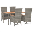 Afuera Living Contemporary Synthetic Poly Rattan Garden Dining Set in Gray