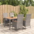 Afuera Living Contemporary Synthetic Poly Rattan Garden Dining Set in Gray