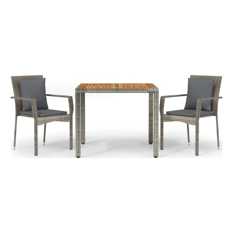 Afuera Living Contemporary Synthetic Poly Rattan Garden Dining Set in Gray