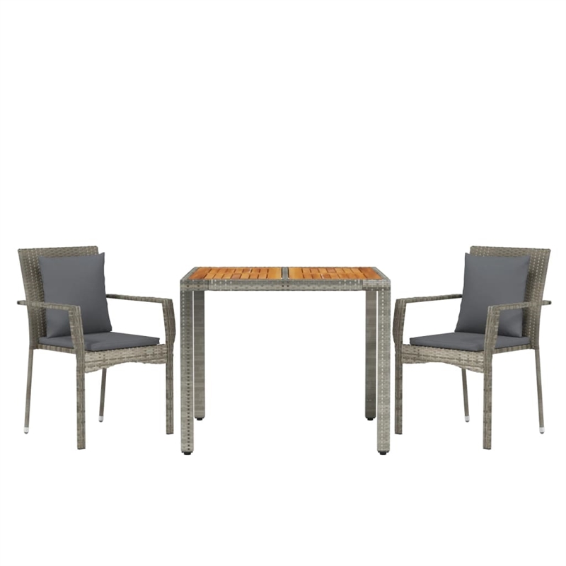 Afuera Living Contemporary Synthetic Poly Rattan Garden Dining Set in Gray