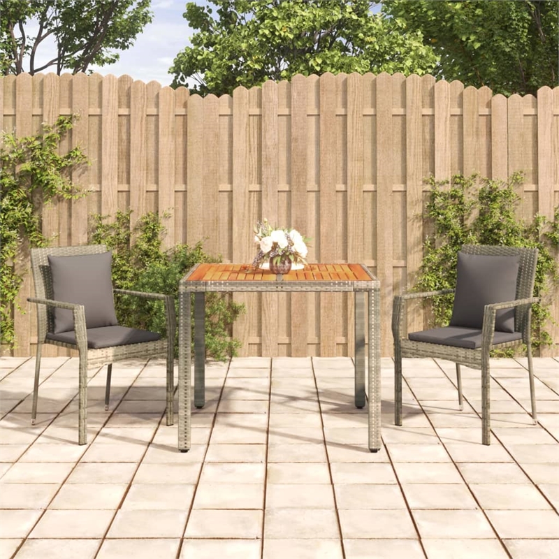 Afuera Living Contemporary Synthetic Poly Rattan Garden Dining Set in Gray