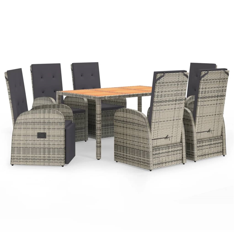 Afuera Living Contemporary Synthetic Poly Rattan Garden Dining Set in Gray