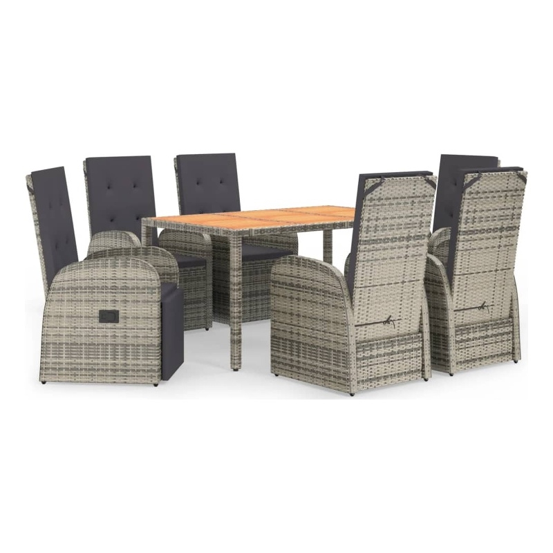 Afuera Living Contemporary Synthetic Poly Rattan Garden Dining Set in Gray